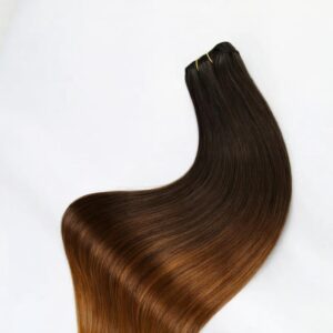 Extensión en Cortina Lisa Balayage Chocolate Caramelo — Cabello 100% Humano