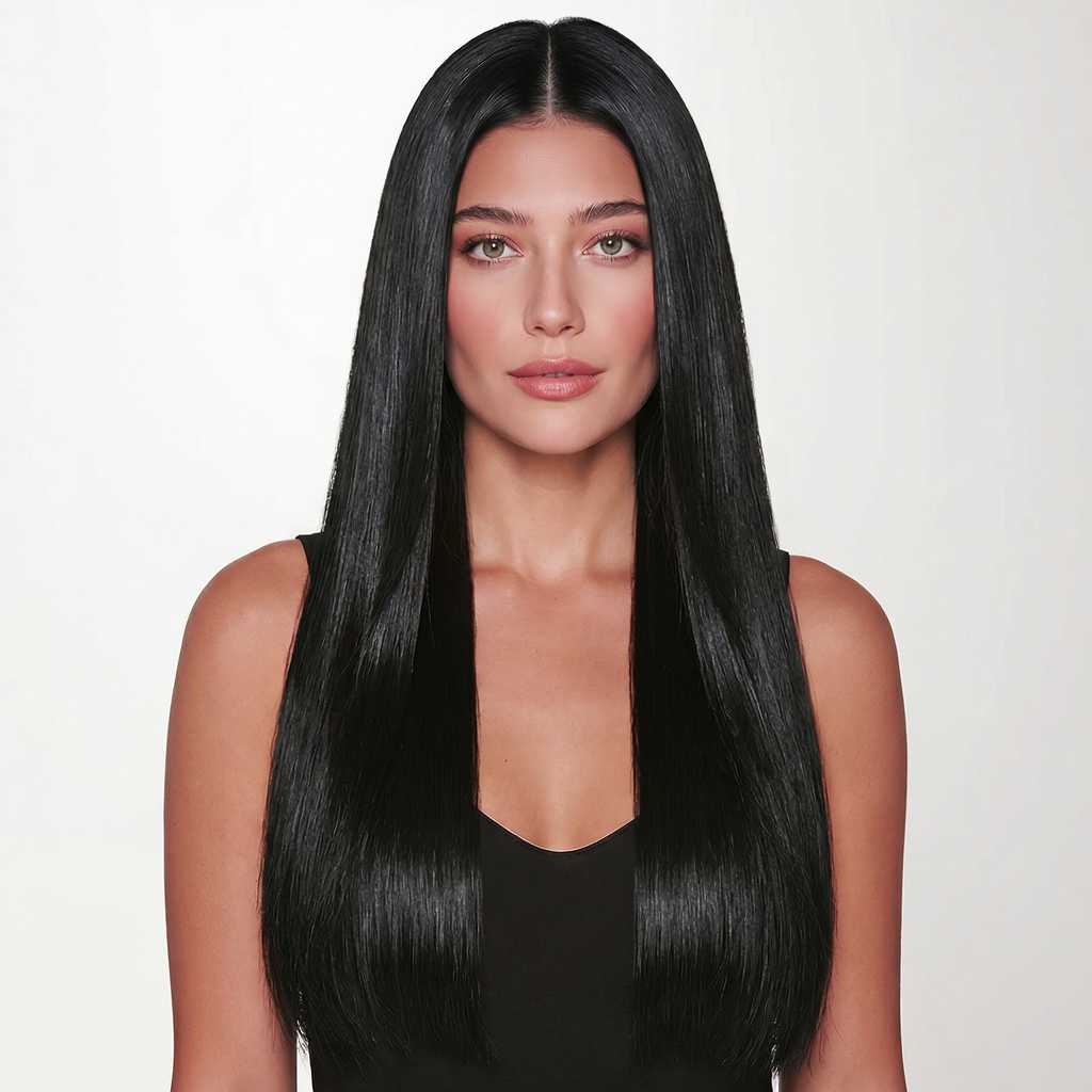 Extensión en Cortina Lisa Castaño Oscuro — Cabello 100% Humano - Imagen 3