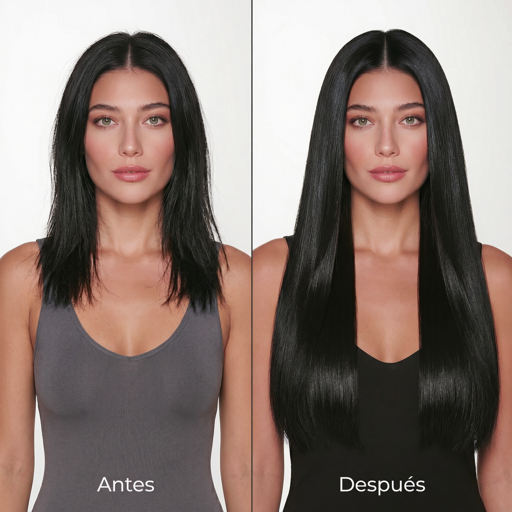 Extensión en Cortina Lisa Negro Natural — Cabello 100% Humano - Imagen 3