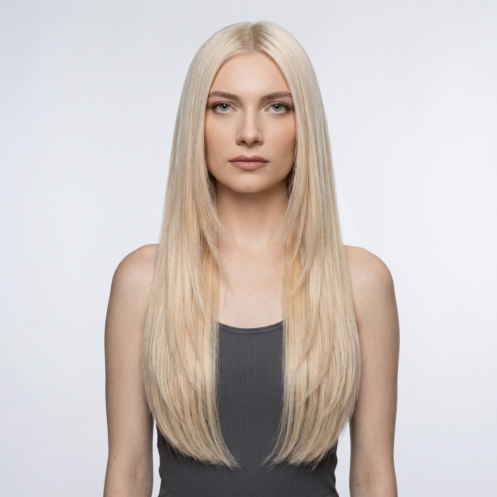Extensión en Cortina Lisa Rubio Platino 613 — Cabello 100% Humano - Imagen 2