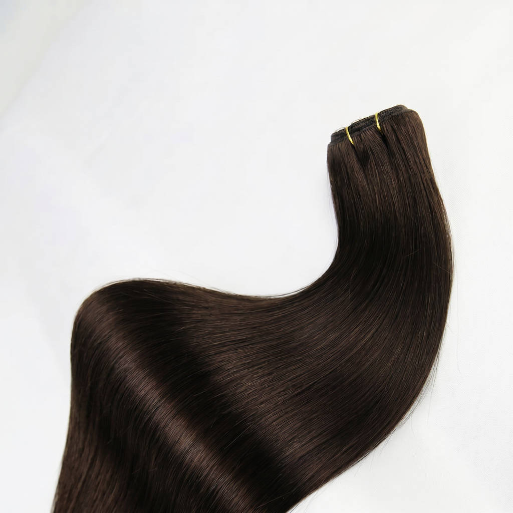 Extensión en Cortina Lisa Castaño Oscuro — Cabello 100% Humano